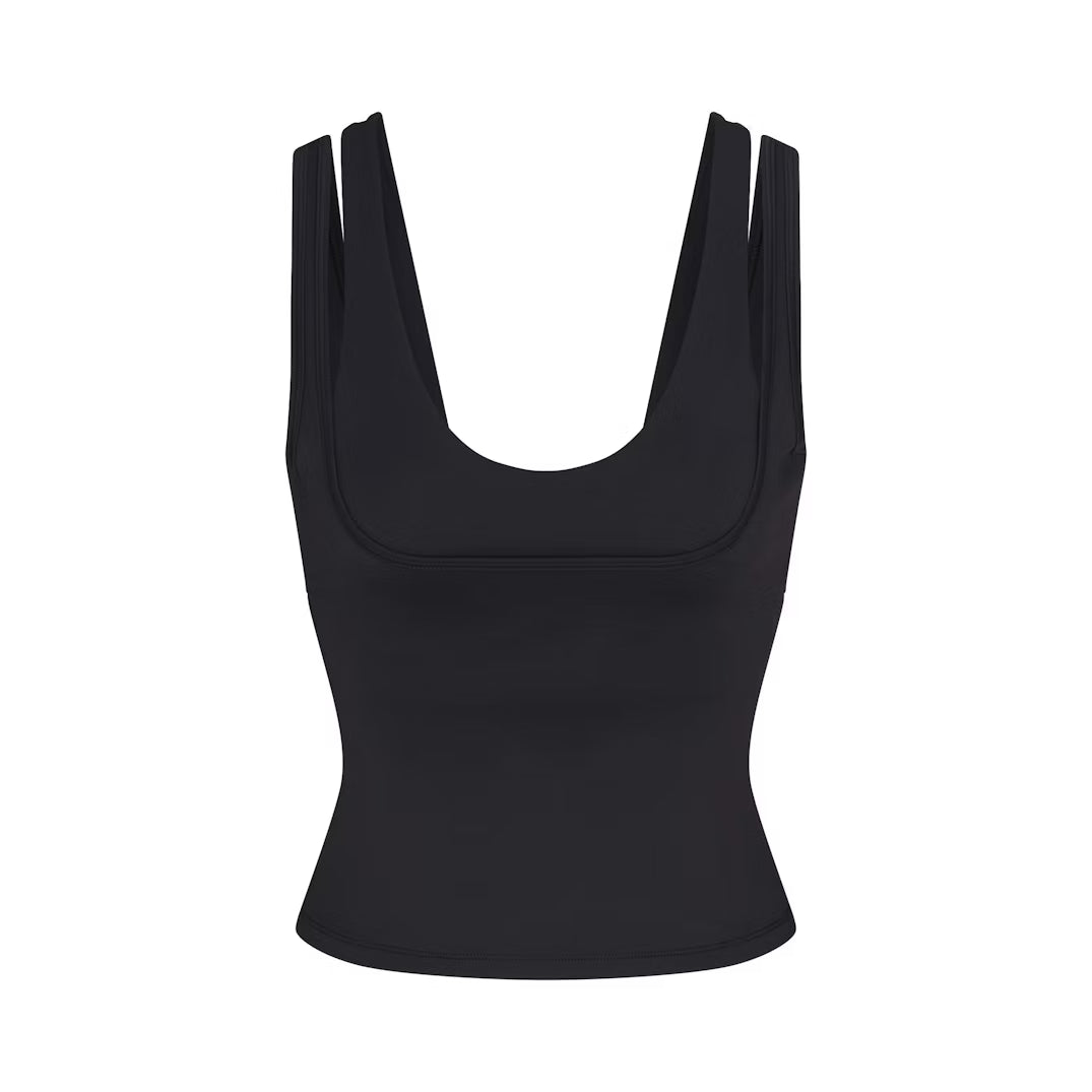 Matte Double Strap Scoop Tank