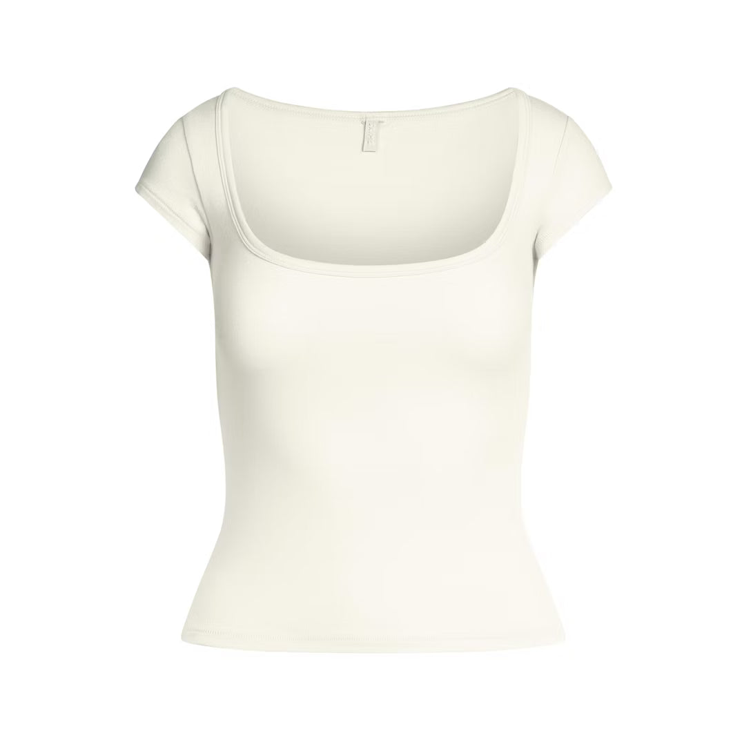 Cotton Jersey Scoop Neck T-Shirt