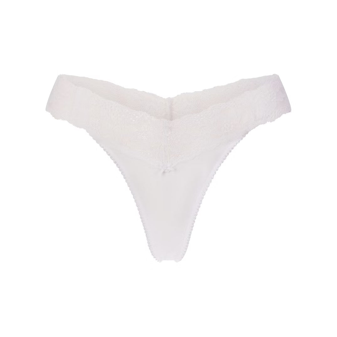 Lightweight Cotton Wide Lace Thong