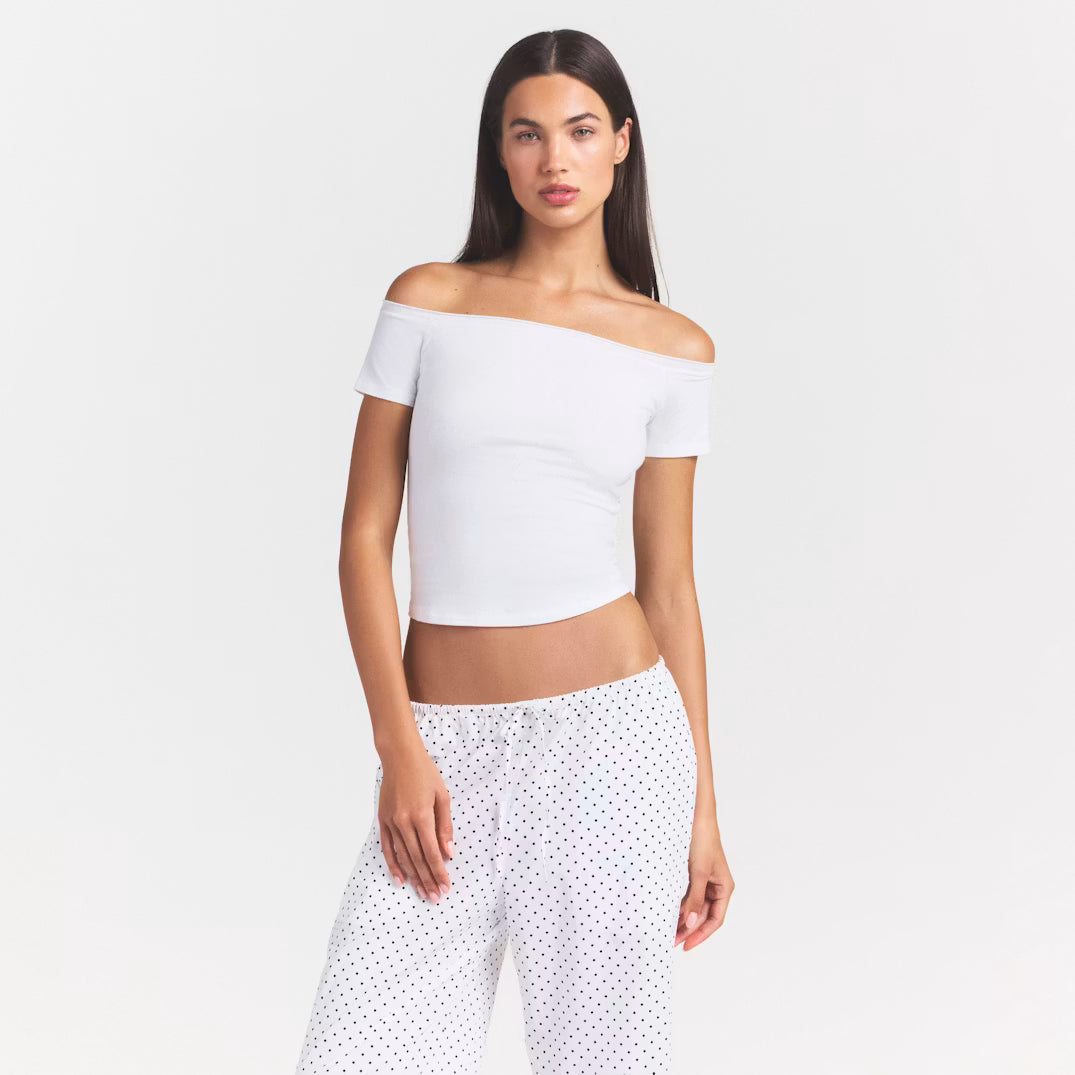 Cotton Jersey Off the Shoulder Top