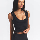 Matte Double Strap Scoop Tank