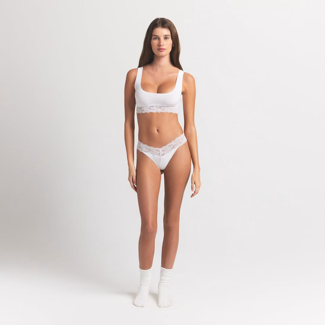 Lightweight Cotton Wide Lace Thong